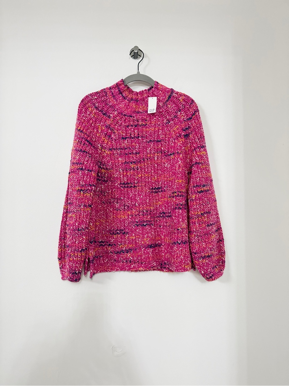 GAP Pink Multicolor Chunky Cowl-Neck Sweater